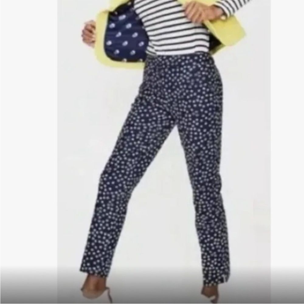 BODEN Navy Blue Daisy Floral Print Richmond Ankle Trouser Chino Pants Size 12